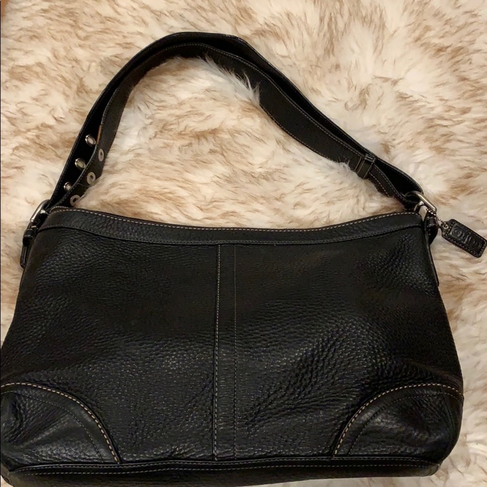 XL Authentic Coach Crossbody Leather Black Bag!